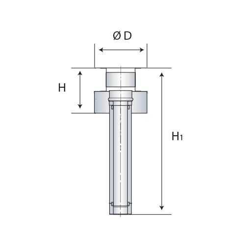 Terminal vertical PGI, diamètre 80 / 130 mm, brique rouge (RAL 311) STV 80 / 130 PGI Réf. 37080781/311