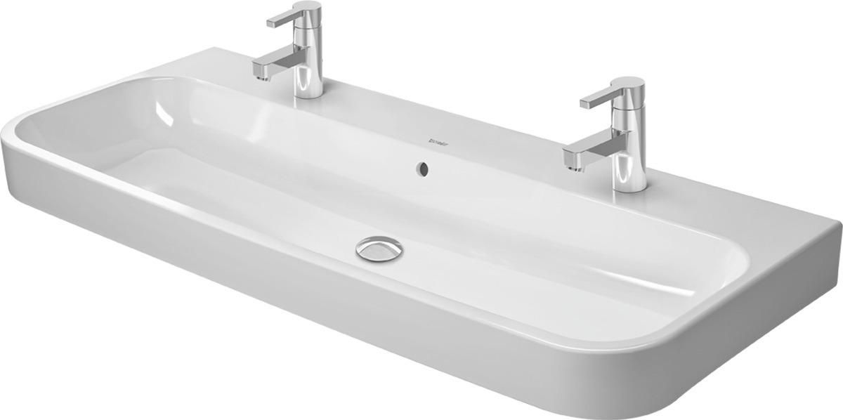 Lavabo pour meuble HAPPY D.2 1200 mm blanc avec trop-plein, avec plage de robinetterie, 2 tiroirs réf. 2318120024