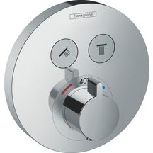 hansgrohe ShowerSelect S Set de finition pour mitigeur thermostatique encastré avec 2 fonctions, Aspect doré poli