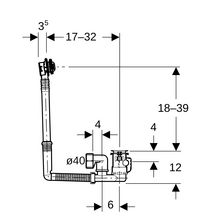 Vidage de baignoire avec actionnement rotatif D52 L230mm avec kit de finition et principe du contre-courant chromé brillant réf 150.616.21.6