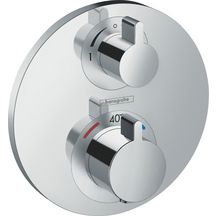 hansgrohe Ecostat S Set de finition pour mitigeur thermostatique encastré avec robinet d'arrêt et inverseur, Noir chromé brossé