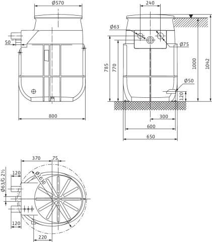 Station de relevage Wilo-DrainLift WS50E BASIC/MINI3 V04/M06-523 pour eaux chargées sans matière fécale avec cuve en plastique et pompe intégrée pour installation enterrée ou au-dessus du sol Réf. 2552864