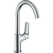 hansgrohe Logis Mitigeur de lavabo 210 bec haut sans tirette ni vidage, Noir mat