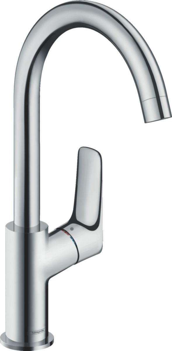 hansgrohe Logis Mitigeur de lavabo 210 bec haut avec tirette et vidage synthétique, Noir mat