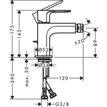 Mitigeur de bidet Rebris S avec tirette et vidage Chromé Réf. 72210000