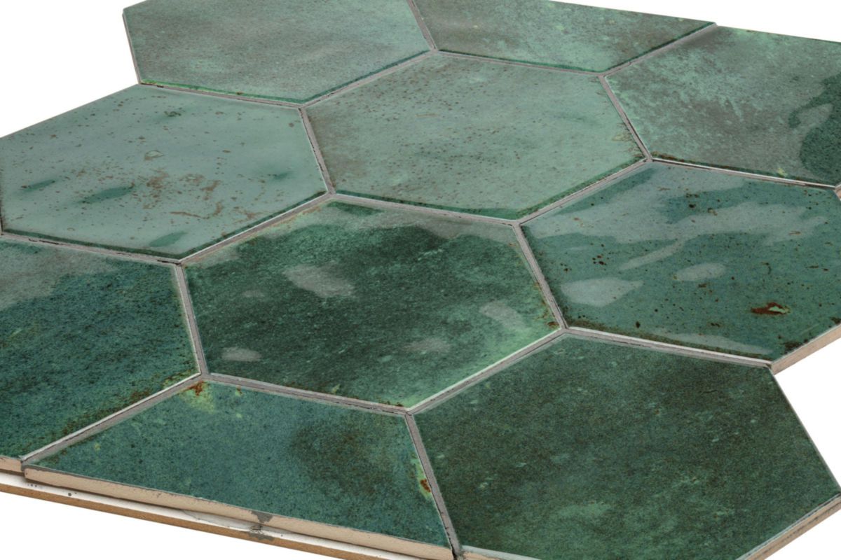 Grès cérame émaillé Barwolf Loft Emerald green brillant hexagone 17,3 x 15 cm KE-22110