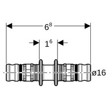 Jonction 2 tubes D16 Réf 621.505.00.5