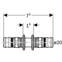 Jonction 2 tubes D20 Réf 622.505.00.5