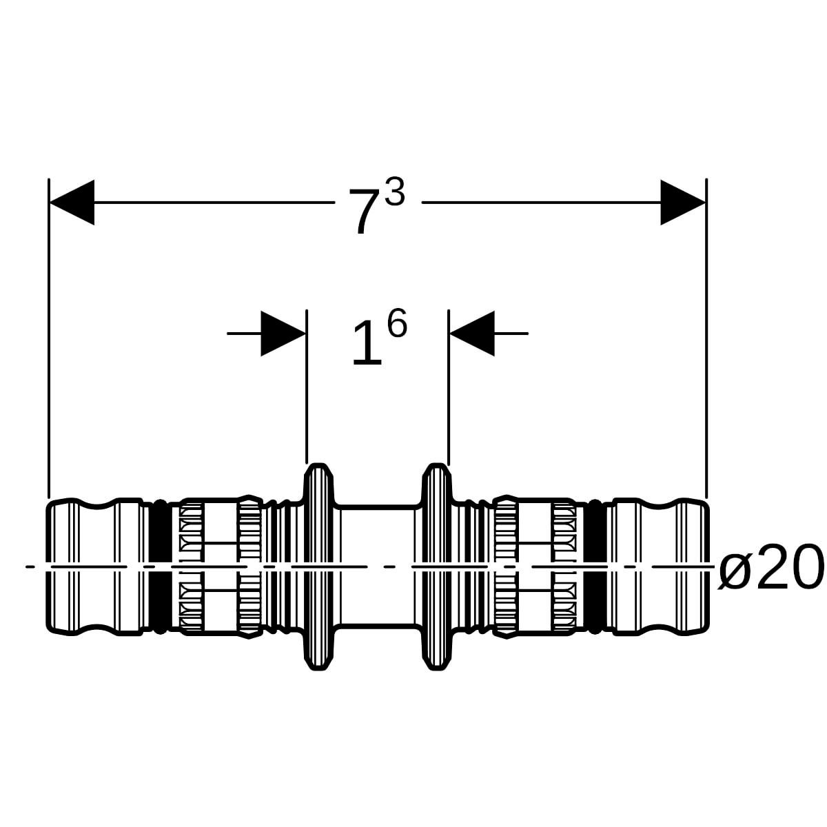 Jonction 2 tubes D20 Réf 622.505.00.5