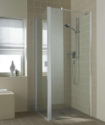 Paroi de douche fixe pour montage avec une porte RAYA TWD 10020 VPR Argent poli Verre clair traité anticalcaire ROTHACLEAN Réf. 1403016552