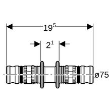 Jonction 2 tubes D75 Réf 628.505.00.5