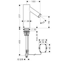 AXOR Starck Mitigeur de lavabo électronique avec manette de réglage de température sur batterie, Laiton brossé