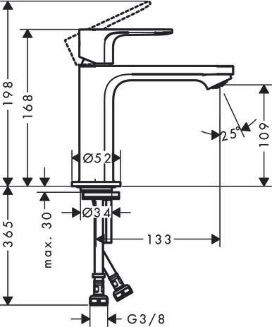 Mitigeur de lavabo 110  Rebris S CoolStart sans tirette ni vidage Chromé Réf. 72520000