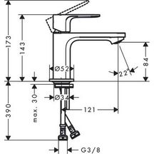 Mitigeur de lavabo 80  Rebris S Coolstart sans tirette ni vidage Chromé Réf. 72514000