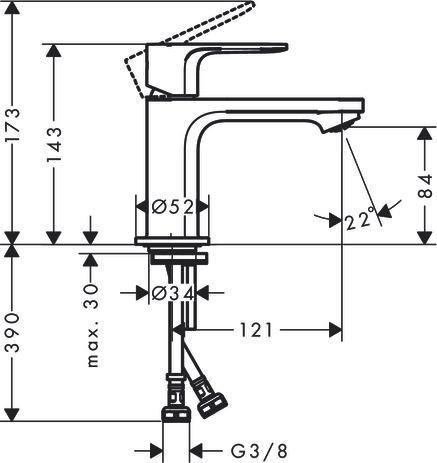 Mitigeur de lavabo 80  Rebris S Coolstart sans tirette ni vidage Chromé Réf. 72514000