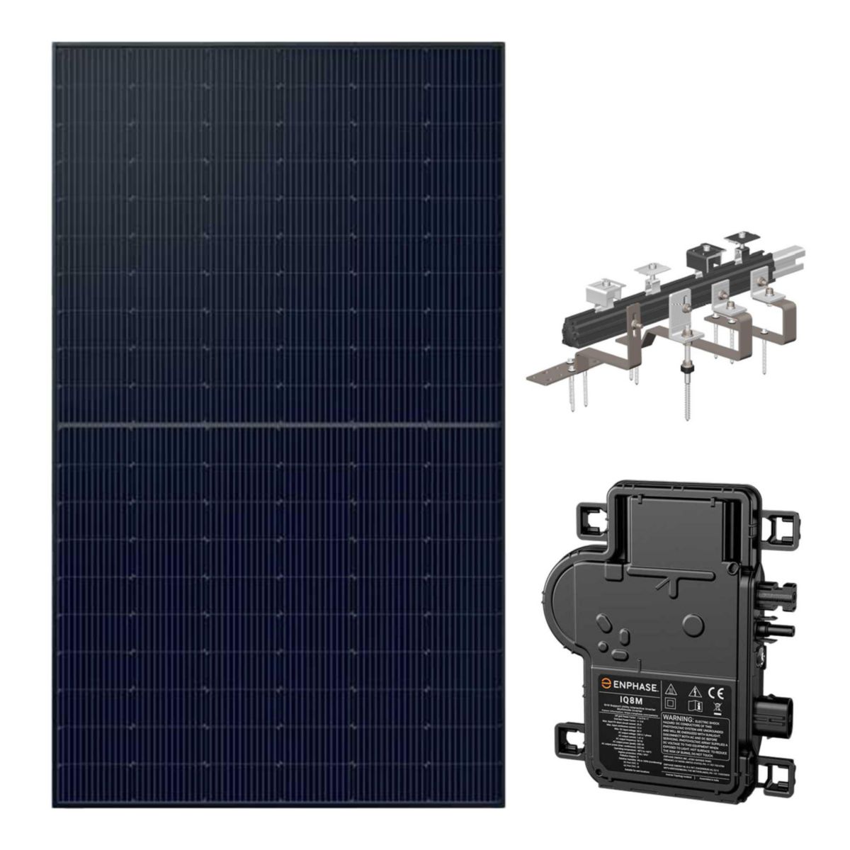 Kit photovoltaïque Powr Connect complet sur toiture tuile méca/canal ETN 3KWc 1L8 ou 2L4, portrait avec micro onduleur ENPHASE et passerelle Envoy S-METERED. Panneaux DUONERGY BIF BIVER : 1755x1038x30mm Réf : SG0001