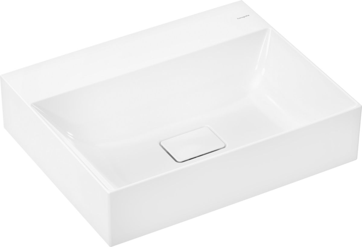 hansgrohe Xevolos E Lavabo à poser 600/480 sans trop plein ni trou pour robinet, SmartClean, Blanc