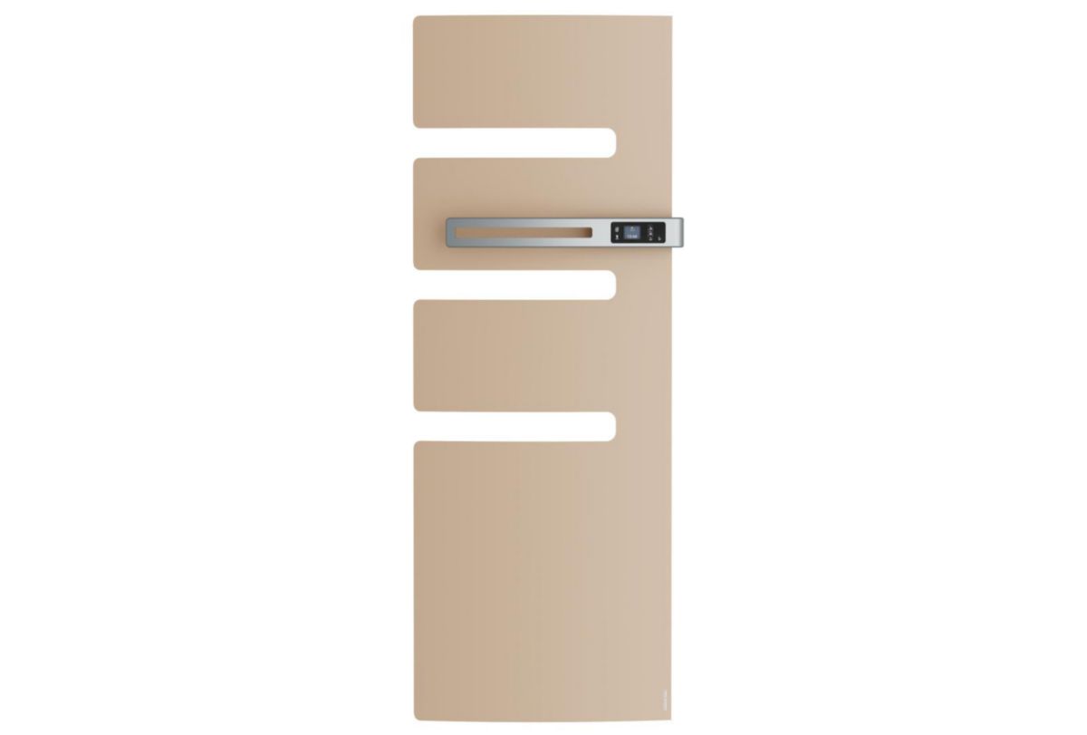 Sèche-serviettes Serenis électrique digital mât gauche sans ventilo 750W 3 CS équipé d'un boitier de commande avec programmation Beige Réf. 850587