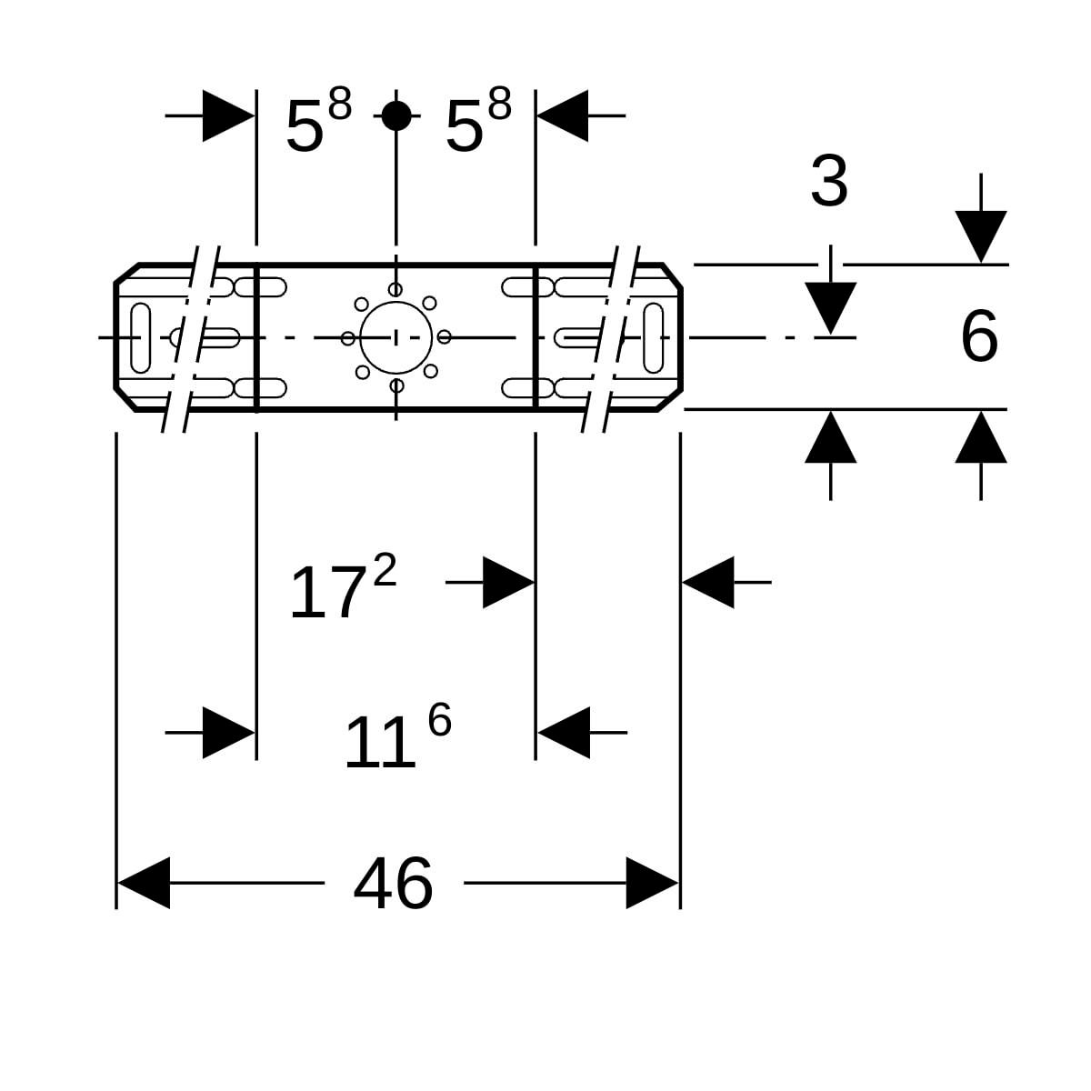 Barrette de montage longue (pour 1 applique) Réf 601.733.00.1