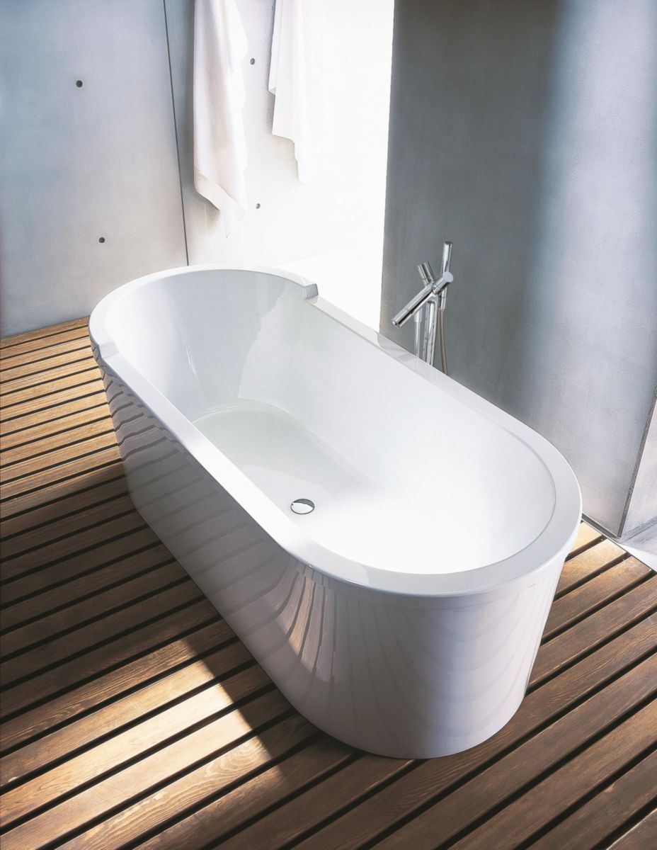 Baignoire STARCK, 180x80, 170L, 46 cm de profondeur, ovale, à poser en ilôt avec tablier et pieds, Blanc, réf. 700010000000000