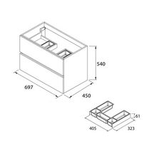 Meuble FUSSION LINE 700 2 TIR PIN BAHÍA 697 x 540 x 450 mm réf: 26554