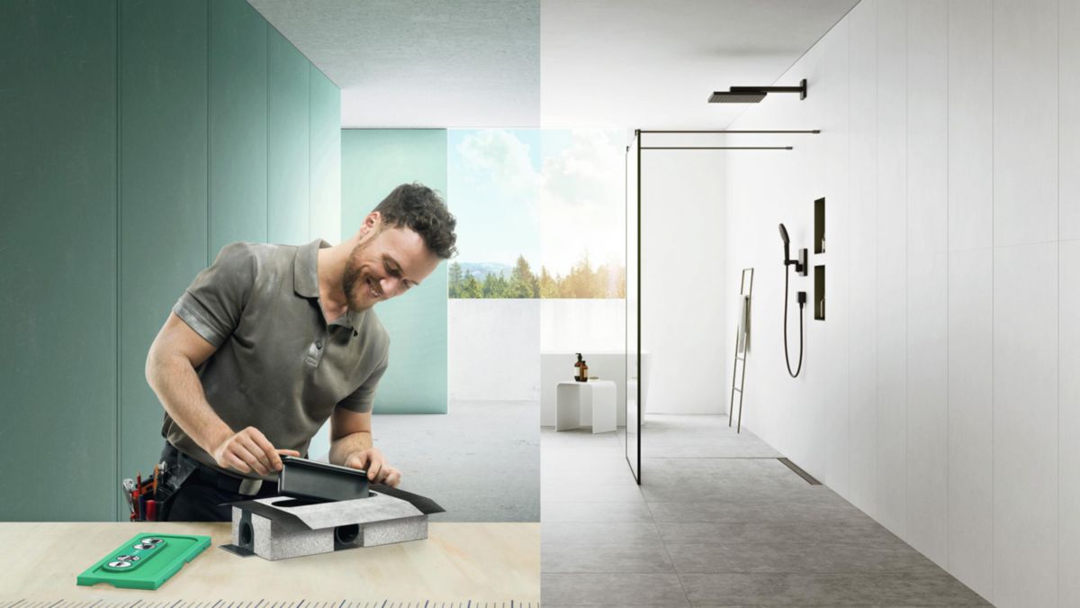 hansgrohe uBox universal Corps d'encastrement pour caniveau de douche linéaire pour installation standard