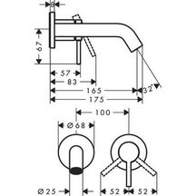 hansgrohe Tecturis S Mitigeur de lavabo encastré mural, bec 16.5 cm, bonde à écoulement libre, Bronze brossé