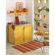 Cuisinette complète METALLINE  120 cm avec évier inox 18/10 lisse, coloris Glacier