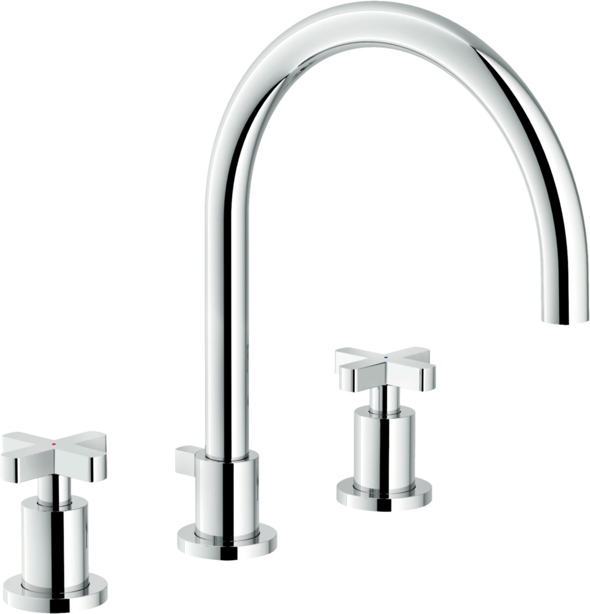 Mélangeur de lavabo Lira - 3 trous - bec long - finition chrome Réf. LR116211/5CR