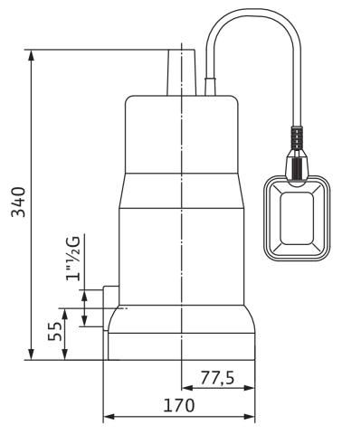 Pompe de relevage eaux chargées Initial 13 m3/h 0,37kW monophasé (230 V, 50 Hz)Ref.7474451