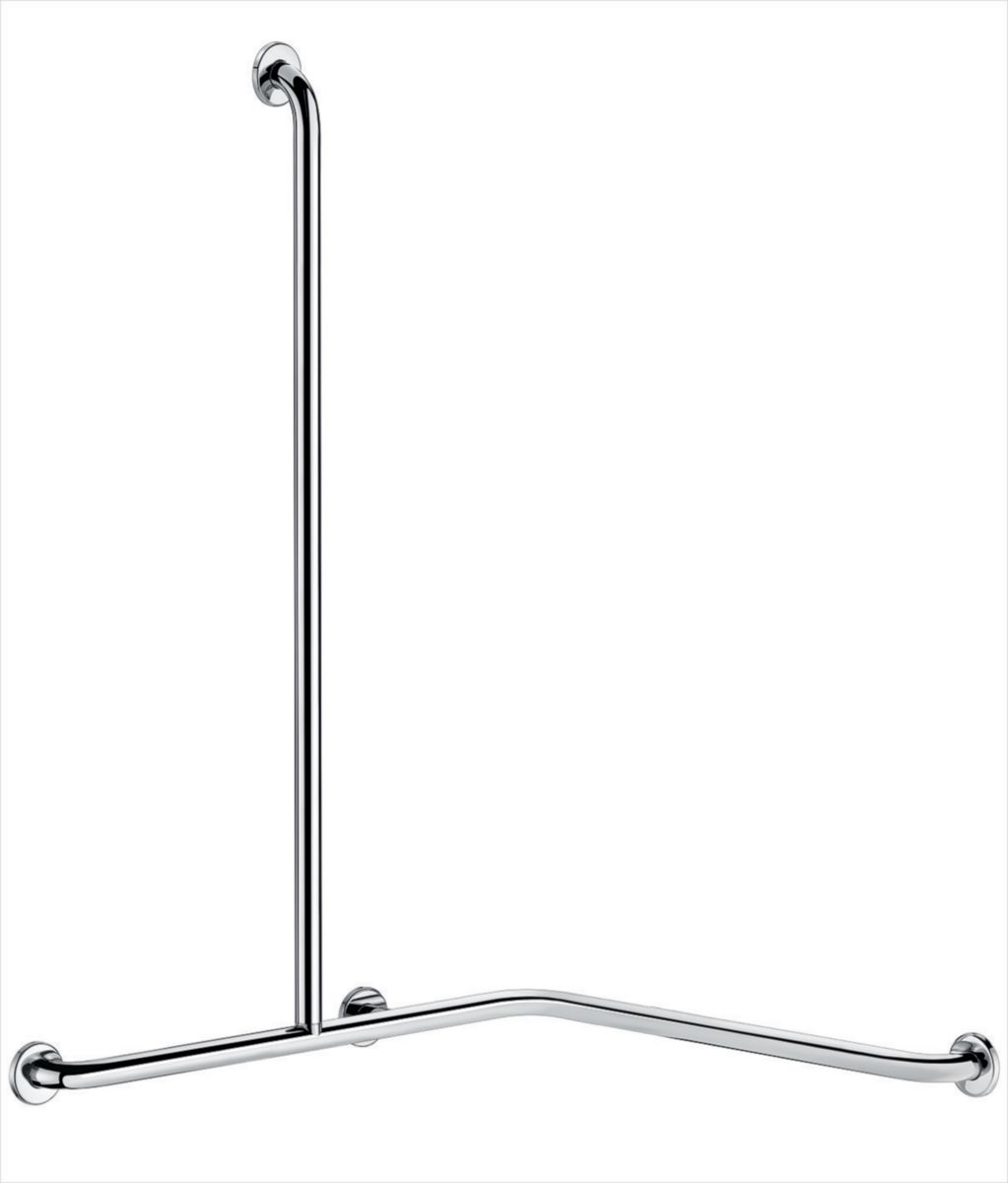 Barre de douche d'angle avec barre verticale gauche diamètre 32 mm inox poli brillant réf. 5481GP2