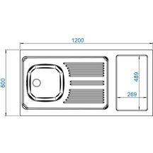 Evier cuisinette SIXTY 1 cuve 1200 inox 18/10, Lisse