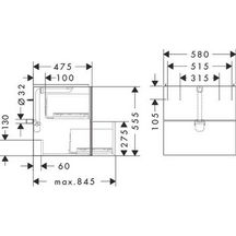 hansgrohe Xevolos E Meuble bas pour plan vasque 580/475 avec 2 tiroirs caisson Blanc mat, Façade: Chêne foncé