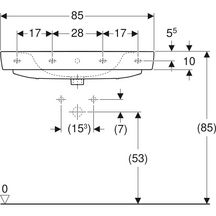Lavabo Geberit Renova Plan 85 cm avec trop plein et trou de robinetterie
