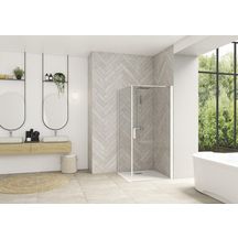 Paroi de douche Smart Design retour fixe sans seuil 80 profilé blanc verre transparent Réf. PA90152BTNE