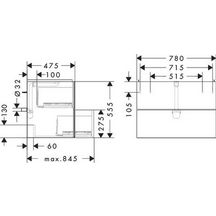 hansgrohe Xevolos E Meuble bas pour plan vasque 780/475 avec 2 tiroirs caisson Beige mat, Façade: Bronze texturé