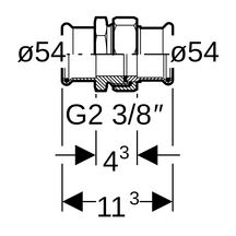 Raccord union D54mm, acier carbone Réf 25326