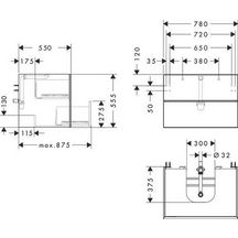 hansgrohe Xevolos E Meuble bas 780/550 pour lavabo à poser Xevolos E avec 2 tiroirs caisson Beige mat, Façade: Beige métallisé