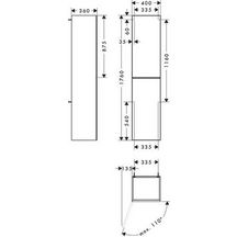 hansgrohe Xevolos E Colonne 400/360 Blanc mat, charnière de porte gauche, Façade: Chêne foncé