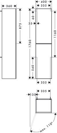 hansgrohe Xevolos E Colonne 400/360 Blanc mat, charnière de porte gauche, Façade: Chêne foncé