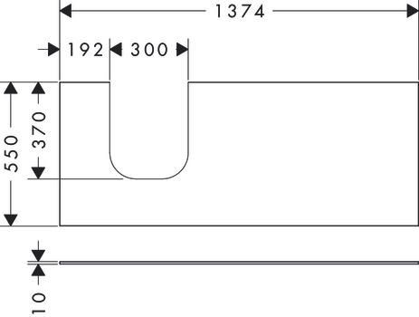 hansgrohe Xevolos E Plan stratifié 1370/550 percé à gauche pour lavabo Xevolos E 500/480, Blanc mat