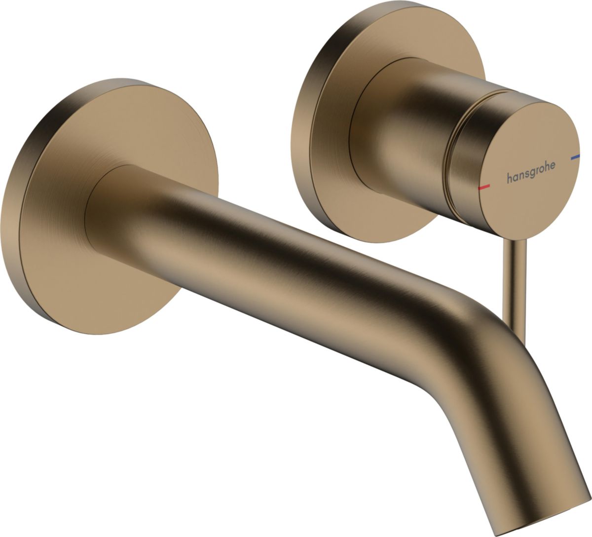 hansgrohe Tecturis S Mitigeur de lavabo encastré mural, bec 16.5 cm, bonde à écoulement libre, Bronze brossé