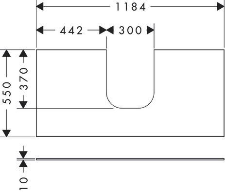 hansgrohe Xevolos E Plan stratifié 1180/550 percé au centre pour lavabo Xevolos E 500/480 et 600/480, Gris mat