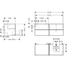 hansgrohe Xevolos E Meuble bas 1370/550 pour lavabo à poser Xevolos E à droite avec 4 tiroirs caisson Beige mat, Façade: Beige métallisé