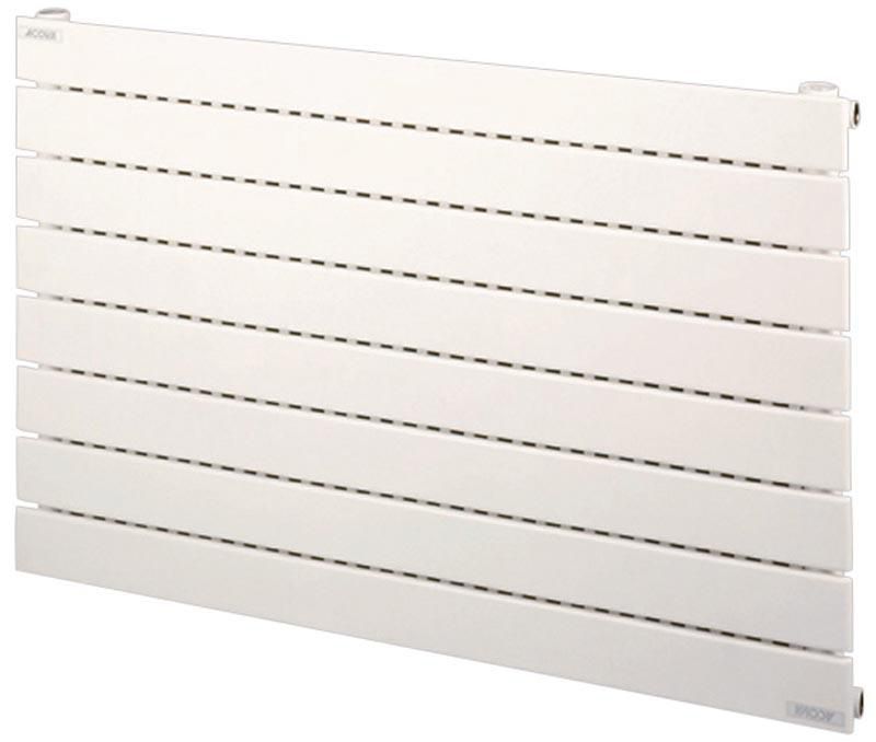 Radiateur eau chaude Acova Fassane horizontal simple, puissance 595W (dT50), hauteur 666 mm, largeur 800 mm, 9 éléments, raccordement latéral de même côté, appareil réversible gauche/droite, Blanc RAL 9016 Réf. VX-066-080