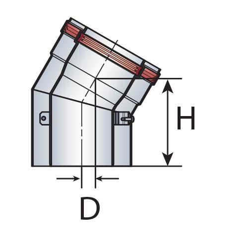 Elément coudé à 30° diamètre 60 / 100 mm E.P pour chaudière étanche EC 30° 60 E.P Réf. 17060711/0