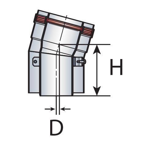 Elément coudé à 15° diamètre 60 / 100 mm E.P pour chaudière étanche EC 15° 60 E.P Réf. 17060701/0