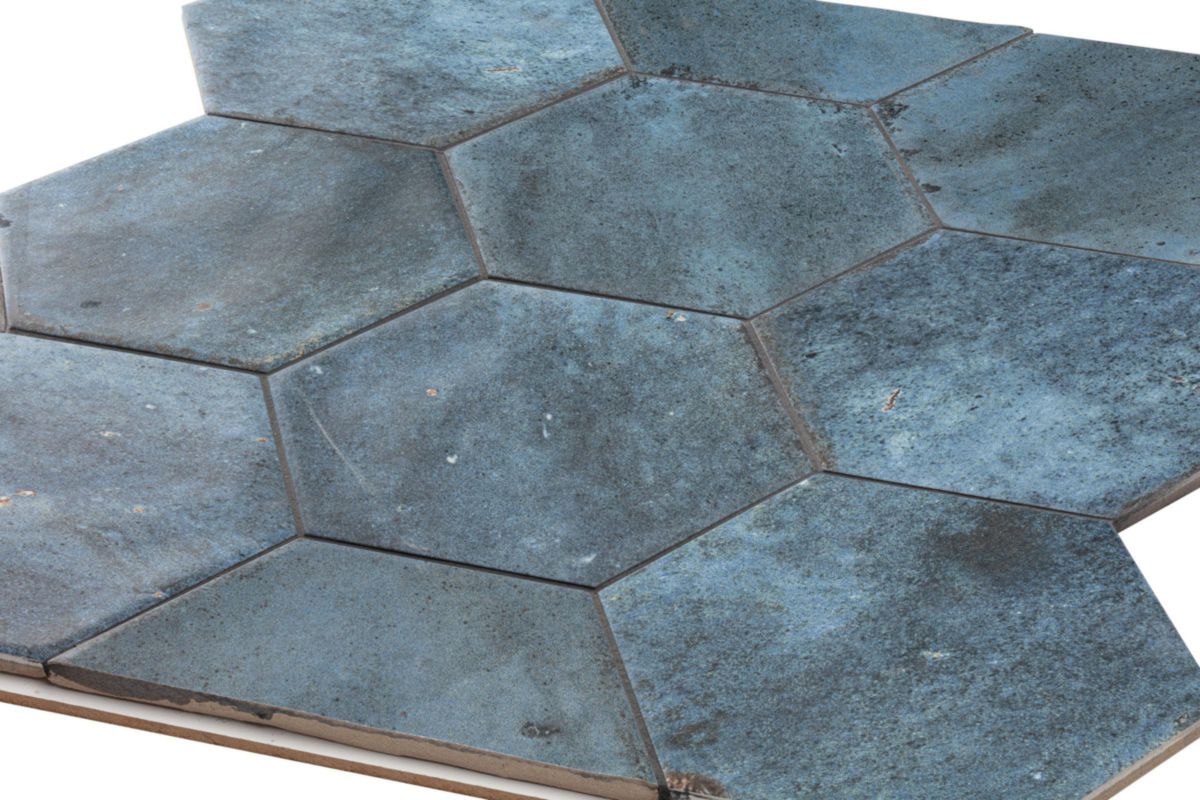 Grès cérame émaillé Barwolf Loft Saphire blue mat hexagone 17,3 x 15 cm KE-22114