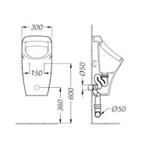 Siphon avec sortie horizontale pour urinoir AXIF, blanc Réf D5894AC