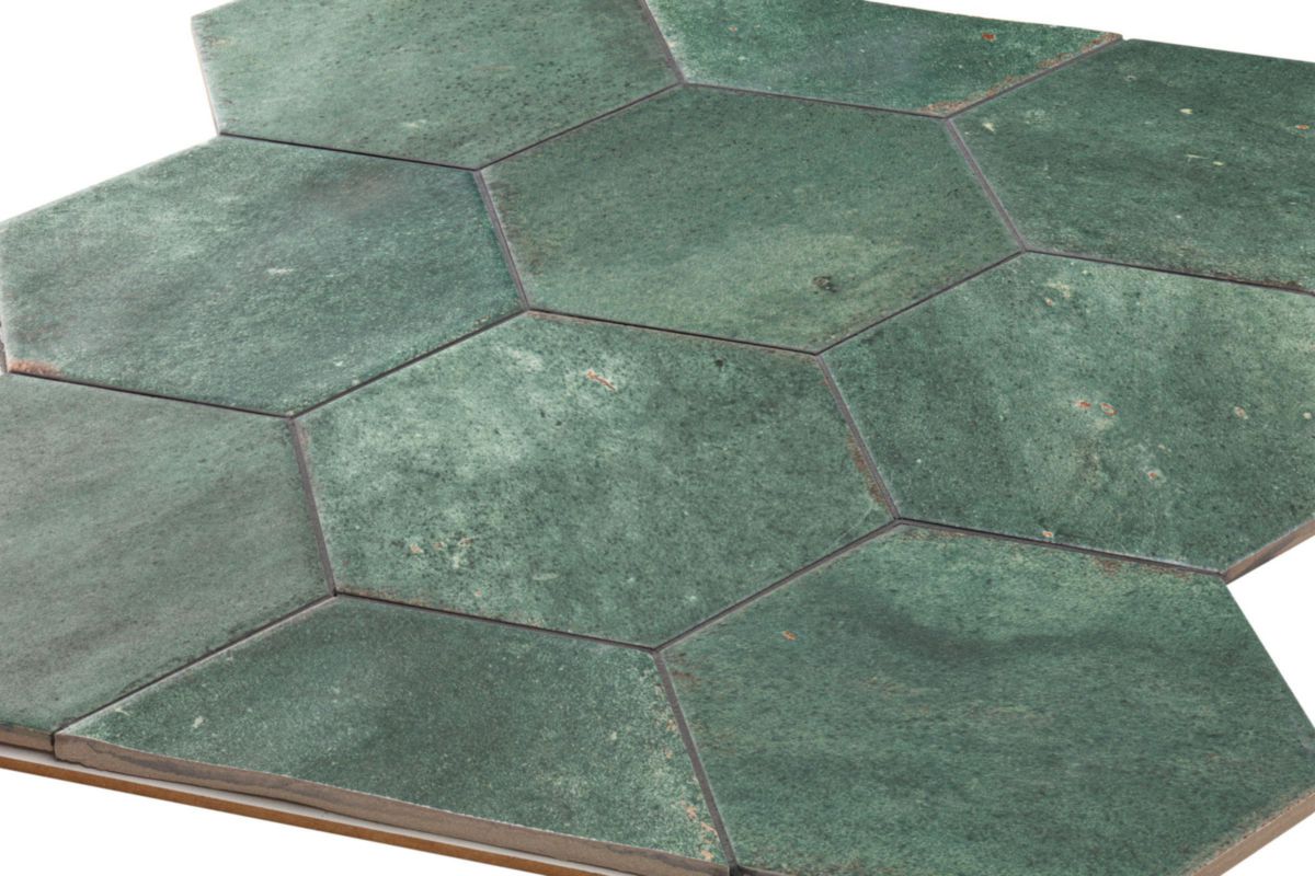 Grès cérame émaillé Barwolf Loft Emerald green mat hexagone 17,3 x 15 cm KE-22111